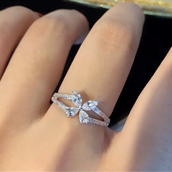 For Girls Jewelry 925 Silver Rings Pretty Cubic Zirconia Party Rings - Picture 3 of 3